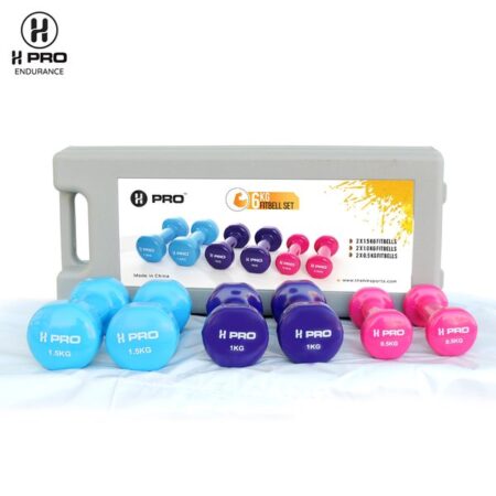 H Pro Vinyl Dumbbell Set With Case – 6kg